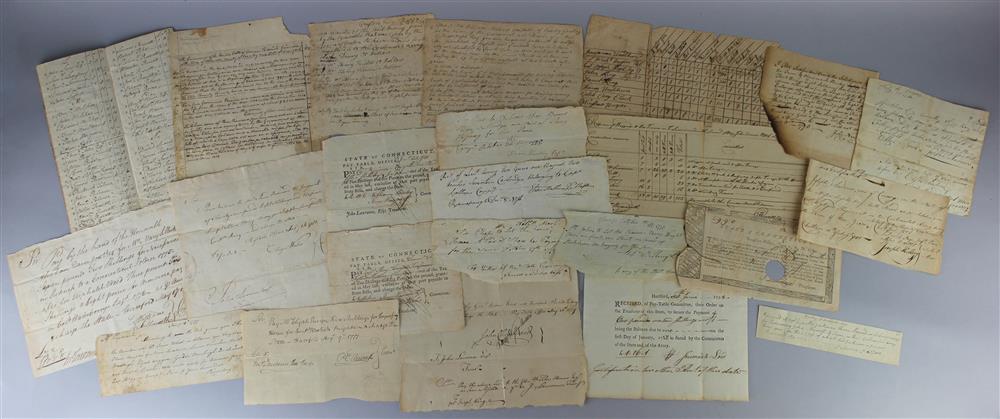 Appraisal: GROUP OF TWENTY-TWO REVOLUTIONARY WAR DOCUMENTS - including receipts for