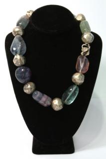 Appraisal: Alice Kuo Vintage Silver The beaded necklace alternating large knobbly