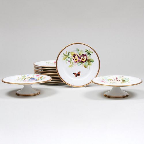 Appraisal: ENGLISH PORCELAIN DESSERT SERVICEUnmarked Comprising A pair of tazza Twelve