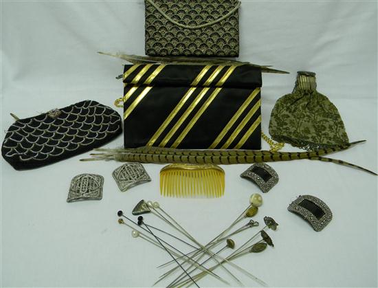 Appraisal: Ladies' vintage accessories including a K frame comb four purses