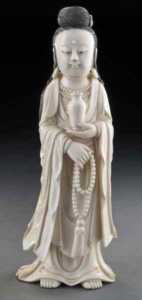 Appraisal: Chinese Qing carved ivory Guanyin International shipping IS NOT available