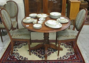 Appraisal: VICTORIAN STYLE DINING TABLE AND CHAIR SET American recent manufacture