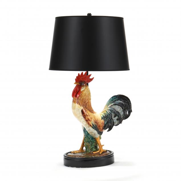 Appraisal: VINTAGE CERAMIC ROOSTER TABLE LAMP Mid th century likely Italian