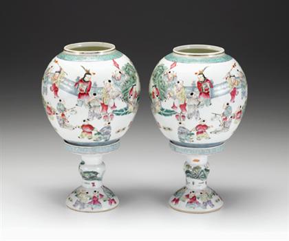 Appraisal: Impressive pair of Chinese famille rose lanterns and stands republic