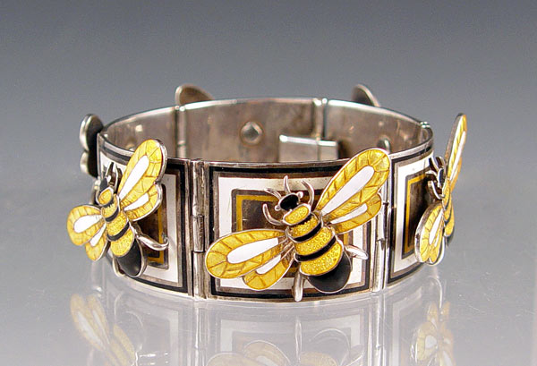 Appraisal: MARGOT DE TAXCO ENAMELED STERLING BUMBLE BEE BRACELET links of