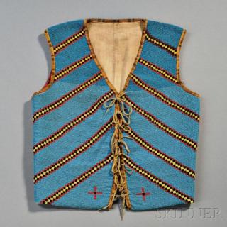 Appraisal: Blackfoot Beaded Cloth Vest c late th century the front