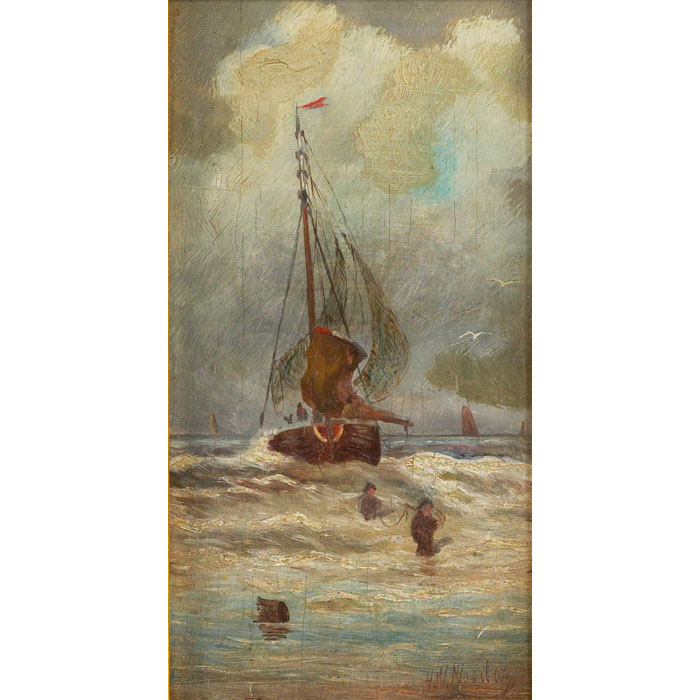 Appraisal: Hendrik-Willem Mesdag Dutch - Fishing Fleet c oil on panel