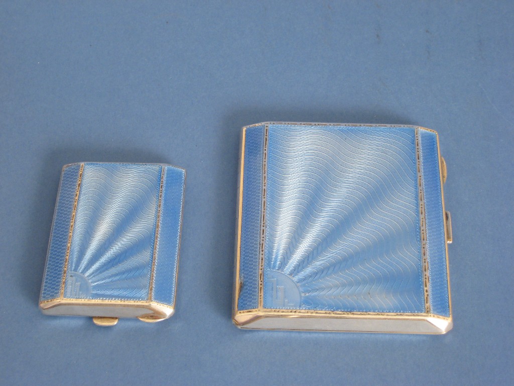 Appraisal: A George V Art Deco silver and blue basse taille