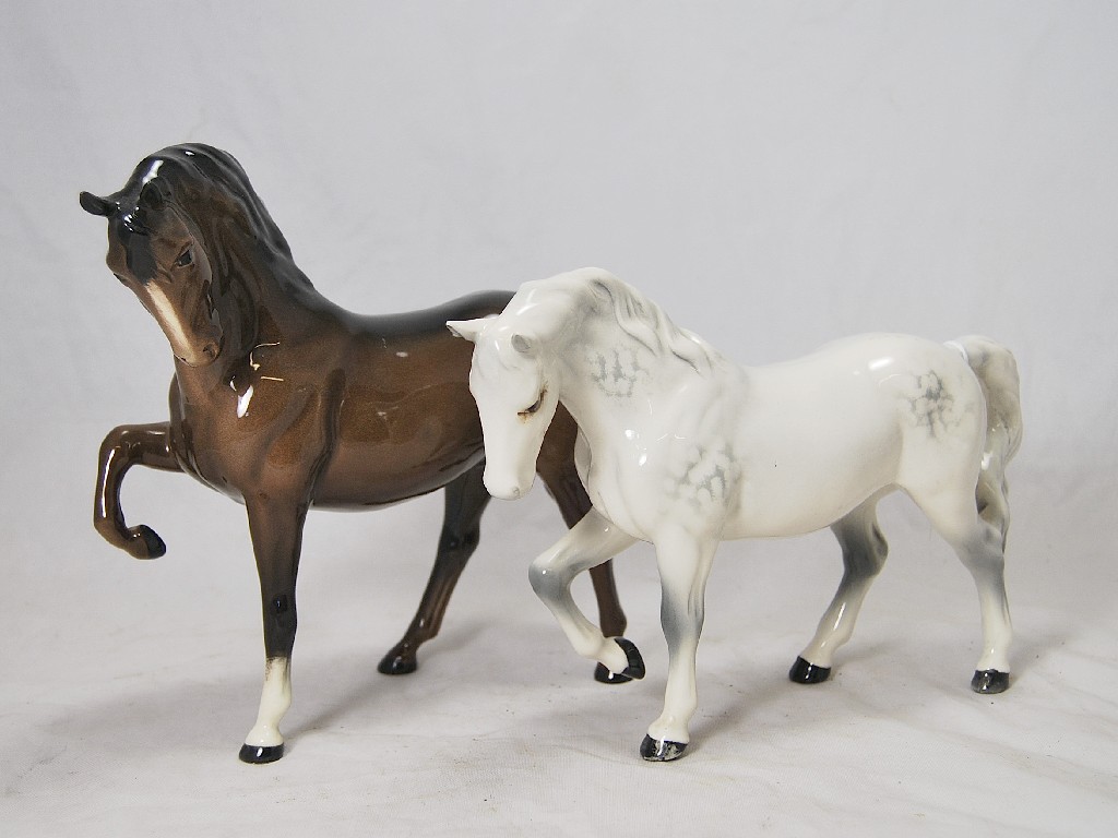 Appraisal: Two Beswick horses model no brown gloss second version and