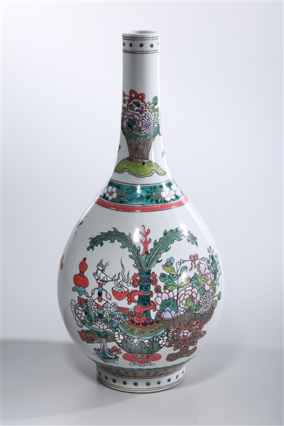 Appraisal: Chinese enameled porcelain vase depicting still life of flowers and