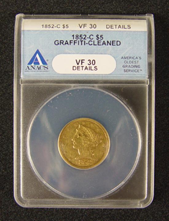 Appraisal: -C Charlotte Liberty Gold Coin ANACS certified and graded VF