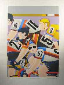 Appraisal: A limited edition print ''Cyclists'' titled and signed in the