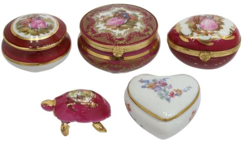 Appraisal: lot of French Limoges porcelain miniature trinket boxes th c