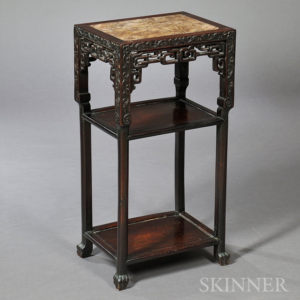 Appraisal: Carved Rosewood Export Stand China th century the rectangular top