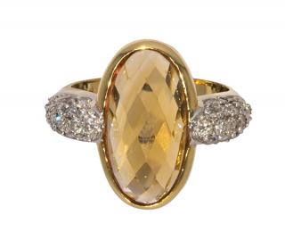 Appraisal: Citrine diamond k yellow and white gold ring Citrine diamond