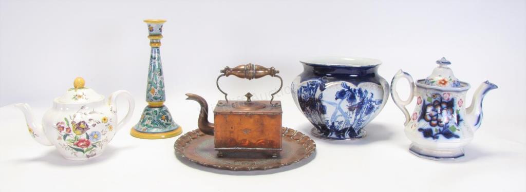 Appraisal: Group of Decorative Copper and Porcelain six total including antique