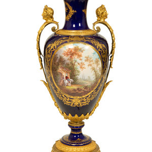 Appraisal: A Sevres Style Gilt Bronze Mounted Porcelain Covered Urn TH