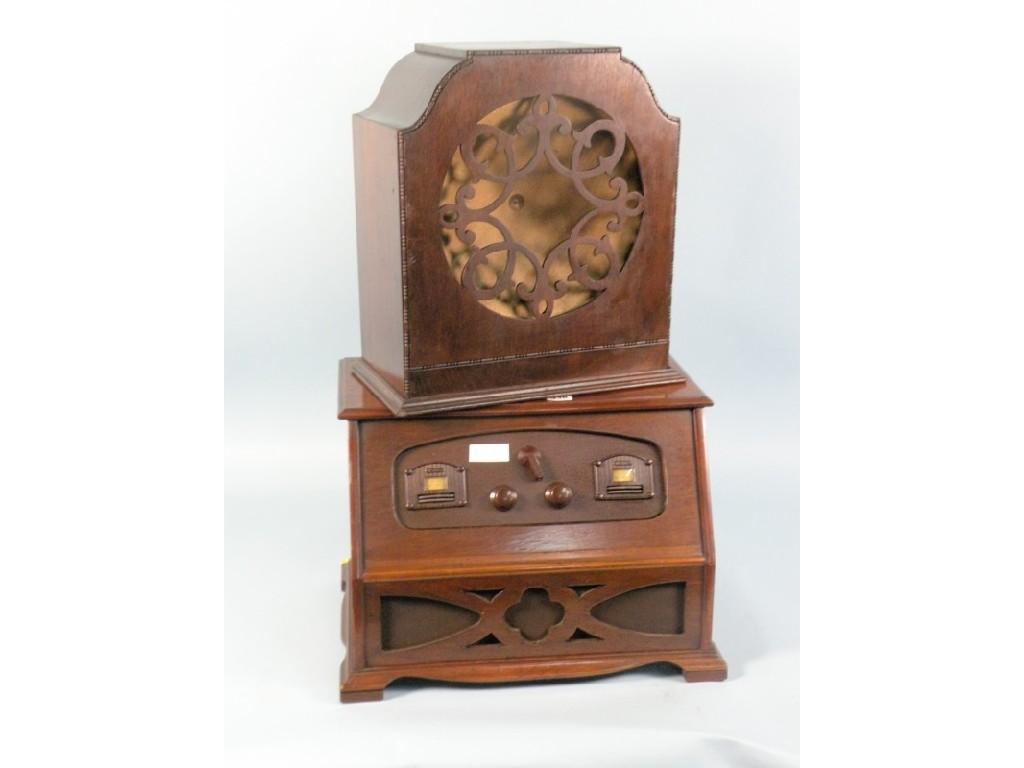 Appraisal: A 's Pye radio in a walnut case with bakelite