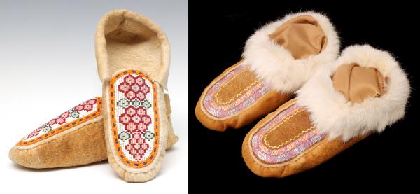 Appraisal: LATE TH CENTURY CREE AND ATHABASCAN MOCCASINSTwo pair of nice