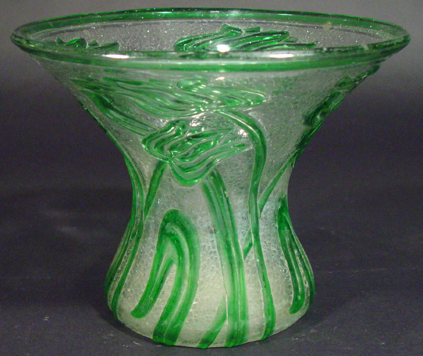 Appraisal: Webbs glass vase relief moulded with green flowers onto a