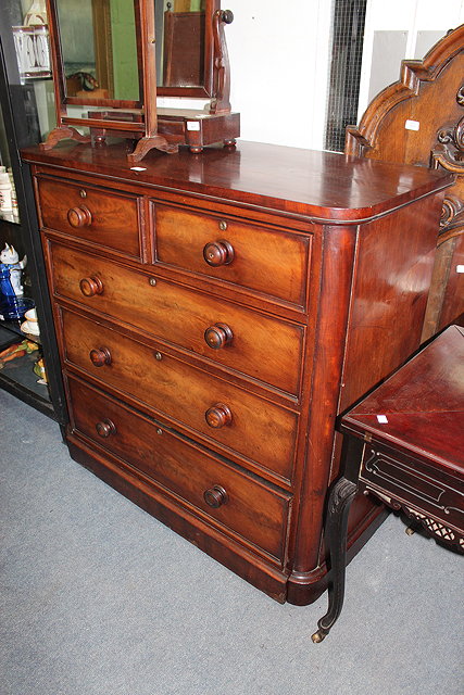 Appraisal: A VICTORIAN MAHOGANY CHEST of two short and three long