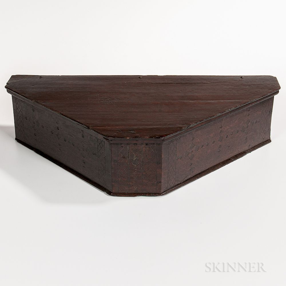 Appraisal: Oak Cocked Hat Box Oak Cocked Hat Box England late