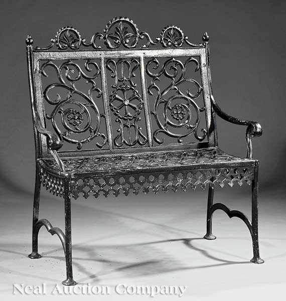 Appraisal: An American Cast Metal Garden Settee late th c labeled