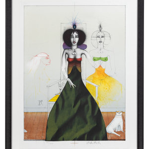 Appraisal: Paul Wunderlich German - Untitled Priestess on a Throne signed