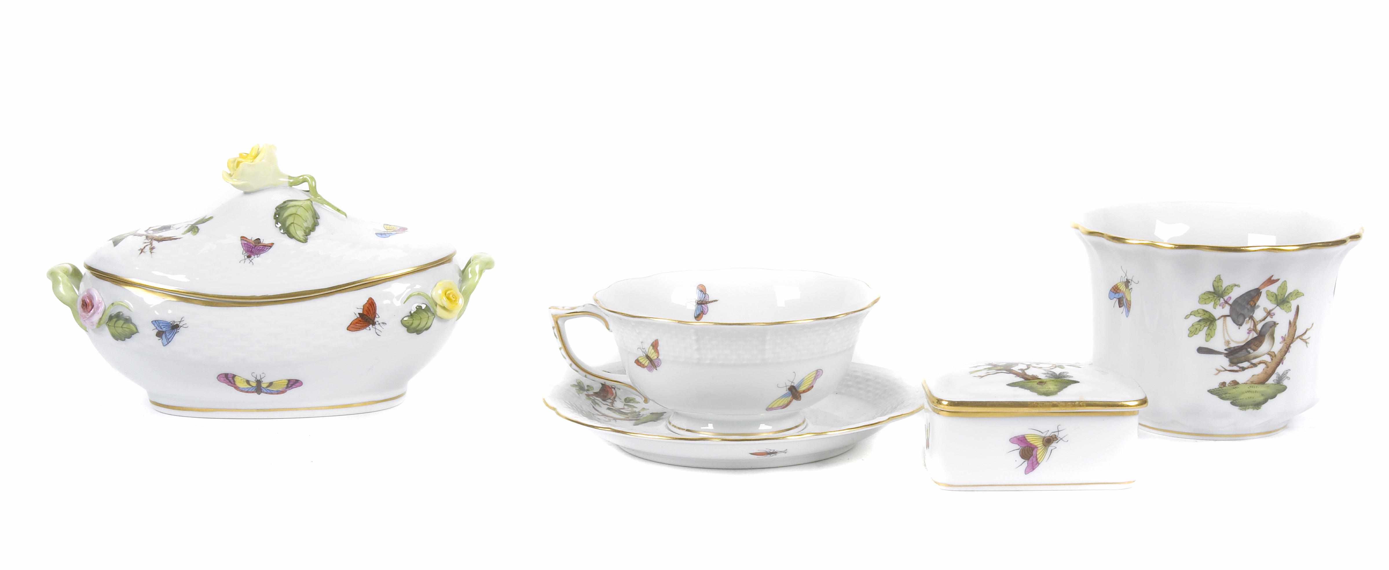 Appraisal: A Herend porcelain part tea service in the Rothschild Bird