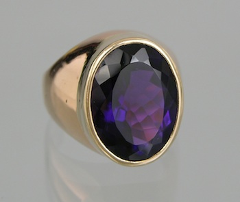 Appraisal: A Heavy Men's Ring with Bolivian Amethyst k heavy yellow