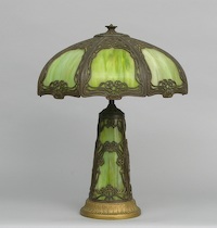 Appraisal: A Slag Glass Lamp An electrified slag glass lamp with