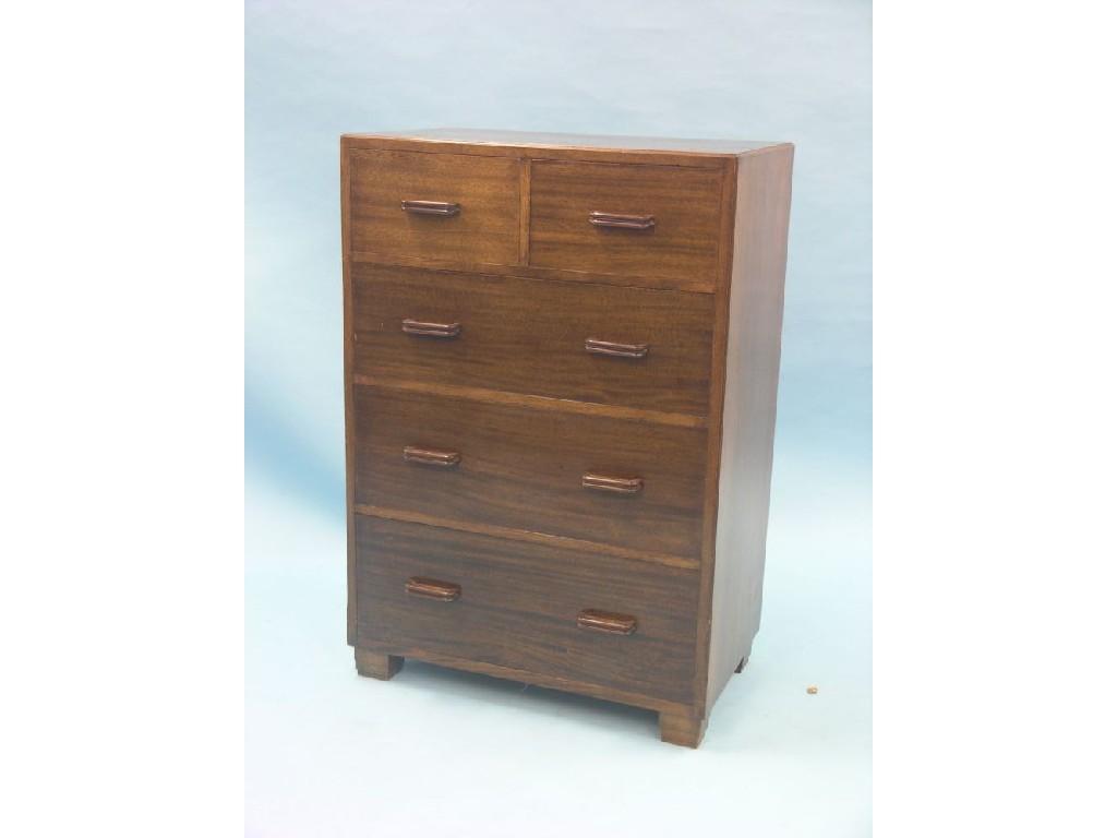 Appraisal: An Heal's mahogany chest two short and three long drawers