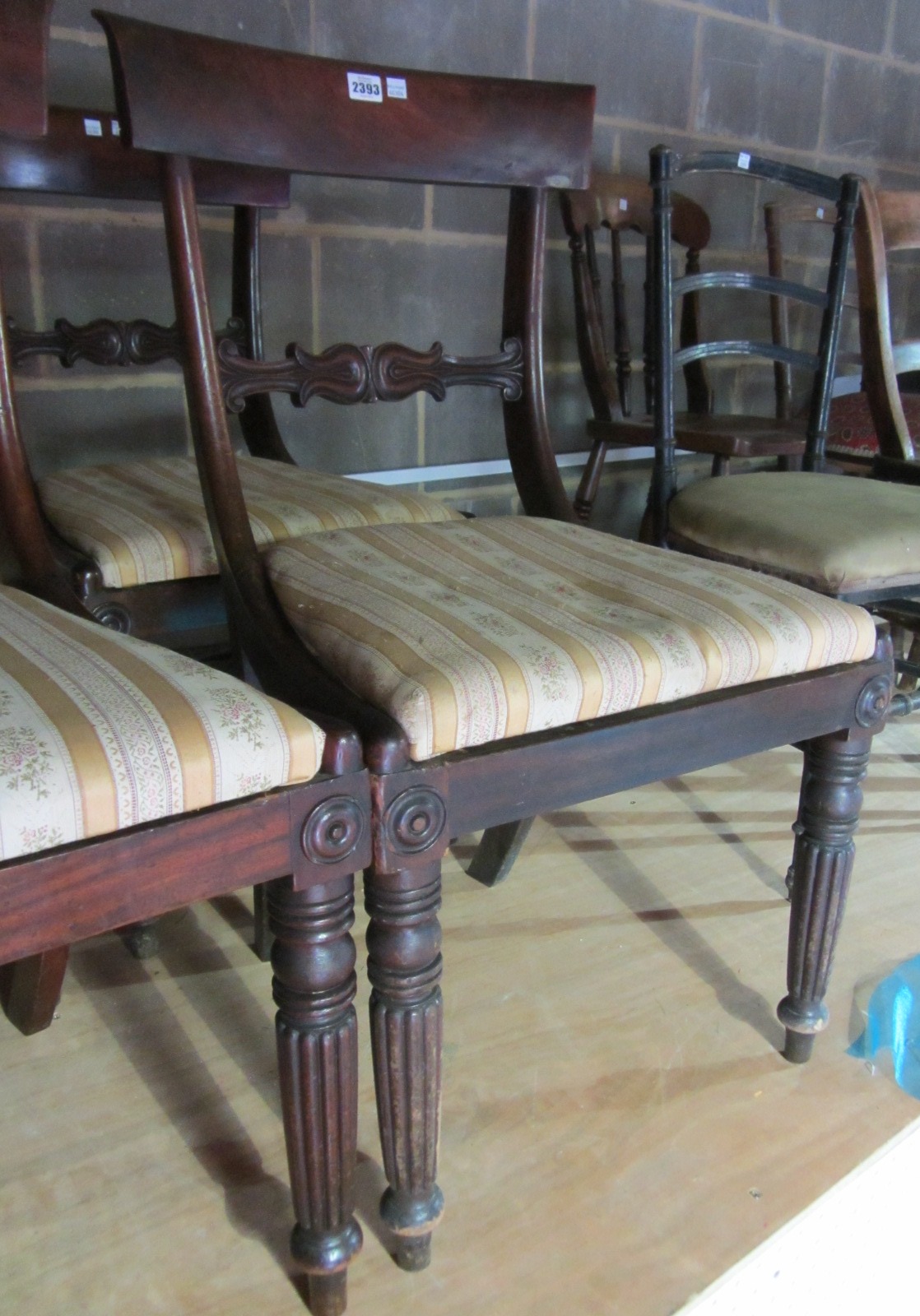 Appraisal: A set of four William IV mahogany dining chairs on