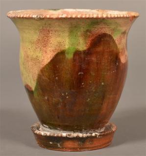 Appraisal: Good Multi-glazed Redware Flower Pot Attributed to J Eberly Co