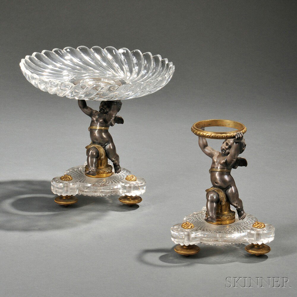 Appraisal: Two Baccarat Crystal and Parcel-gilded Bronze Bases France late th