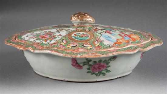 Appraisal: Chinese Export Rose Medallion porcelain lozenge-shaped vegetable dish fourth quarter-