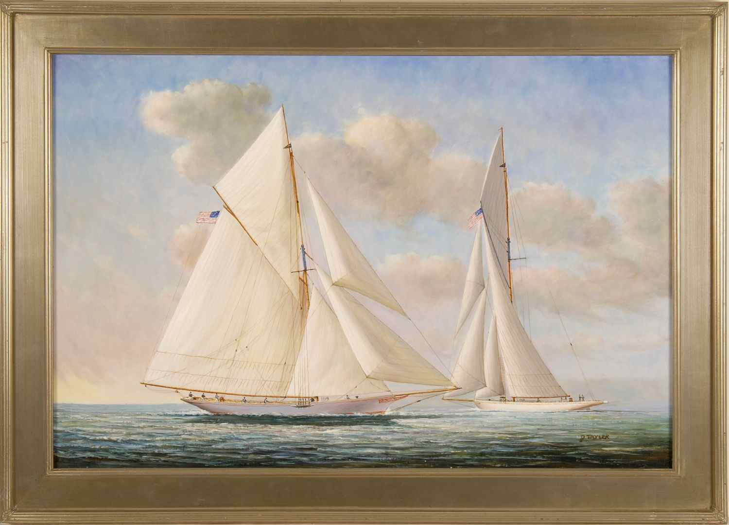 Appraisal: FRAMED PAINTING th CenturyDuel between two New York Yacht Club