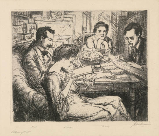 Appraisal: JOHN SLOAN Memory Etching x mm x inches wide margins