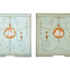 Appraisal: A Pair of Neoclassical Style Painted Wood Panels th Century