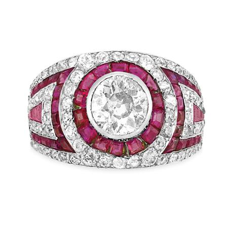 Appraisal: Platinum Diamond and Ruby Ring Estimate -