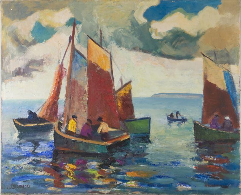 Appraisal: Israel Abramofsky OH - Breton Boats oil on canvas signed