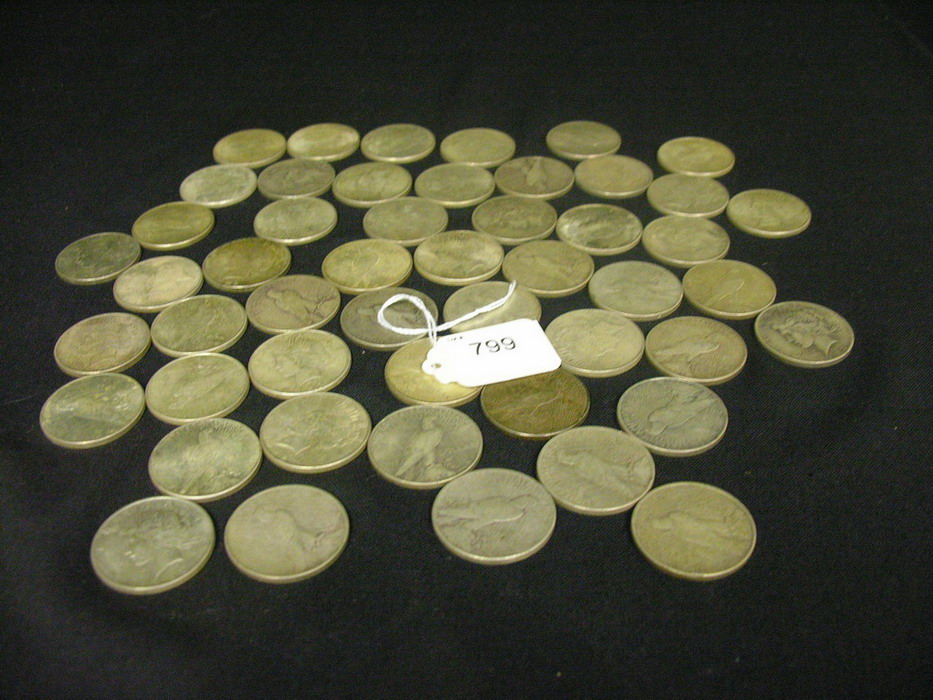 Appraisal: U S SILVER PEACE DOLLARS Commons As found in estate