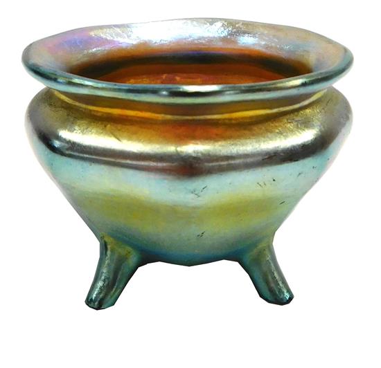 Appraisal: Louis Comfort Tiffany Favrile open footed salt cellar iridescent gold