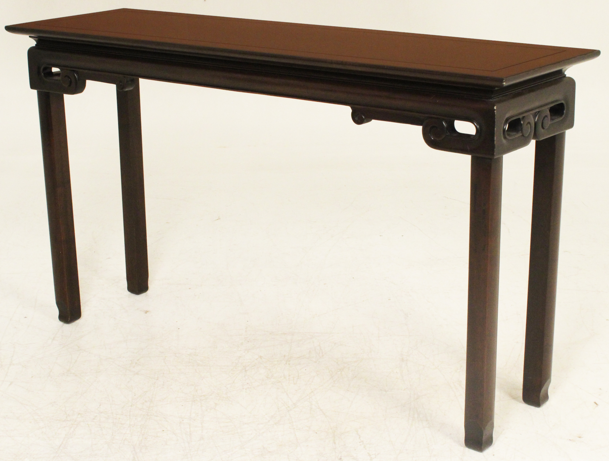 Appraisal: ORIENTAL STYLE EBONIZED CONSOLE TABLE Oriental style ebonized console table