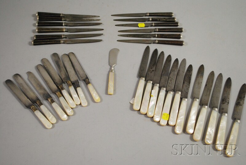 Appraisal: Group of Assorted Knives twenty mother-of-pearl-handled knives eight American dessert