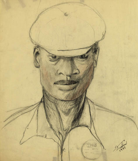 Appraisal: ALLAN FREELON - Longshoreman Charcoal and pencil on thin imitation