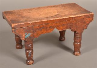 Appraisal: Early th Century Country Sheraton Cherry Foot Stool Shaped skirt