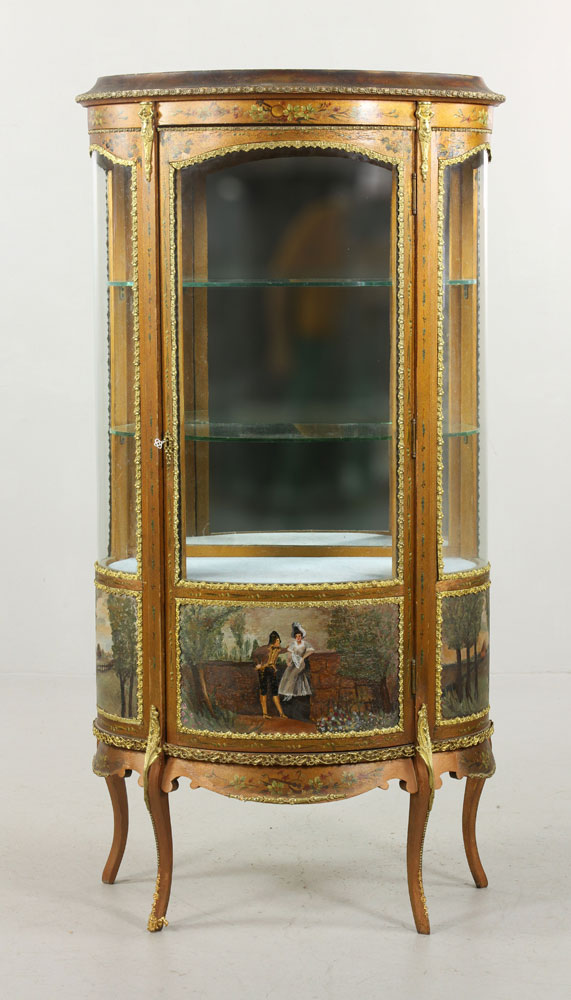 Appraisal: - French Vitrine French vitrine with ormolu mounts and hand