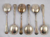 Appraisal: A set of six Old English rattail soup spoons Sheffield