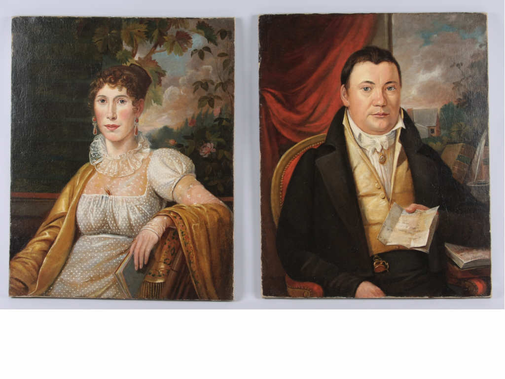 Appraisal: att Charles Peale PA - Pair Portraits pair of oil